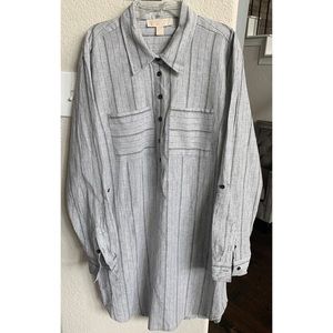 Michael Kors Gray Striped Button Down Shirt